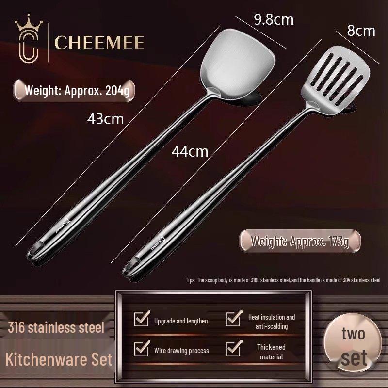 316 Stainless Steel Extended Chef Spatula & Ladle Set