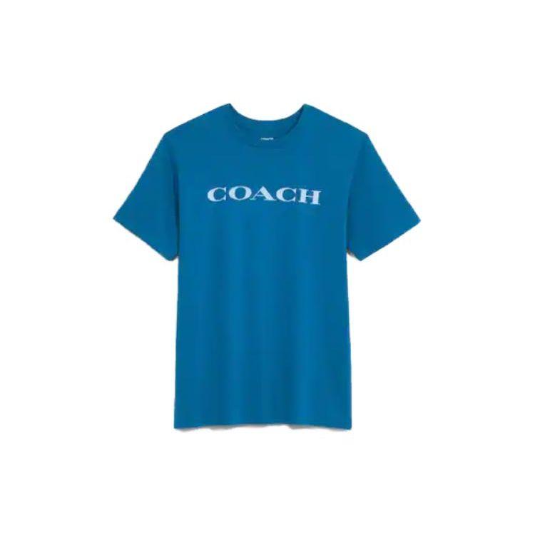 

Coach Ss23 Logo Print Crew Neck Short Sleeve T-Shirt Men Tops Blue C9693-QW8 L