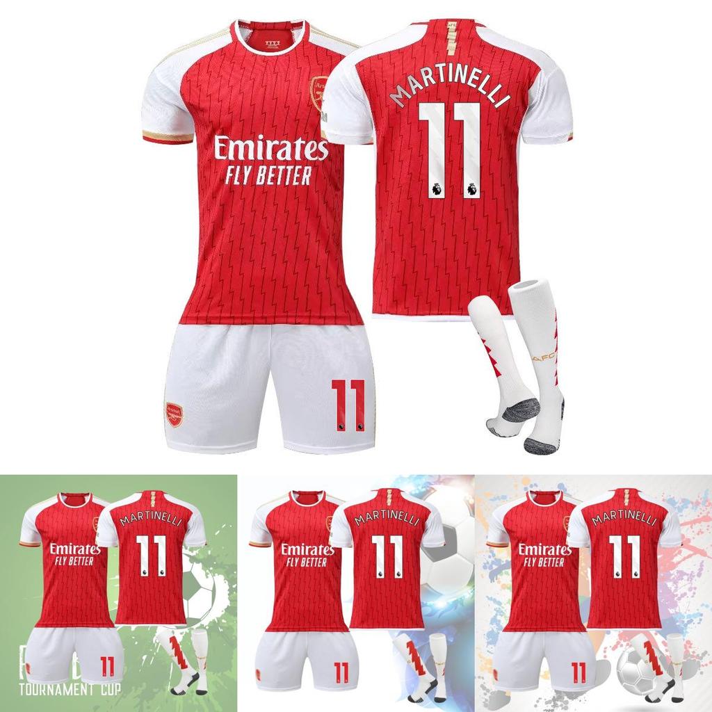 2023-24 Arsenal Home 7 Saka 8 Elneny 9 Jesus 11 Martinelli Football Jersey Sports Apparel For Kids