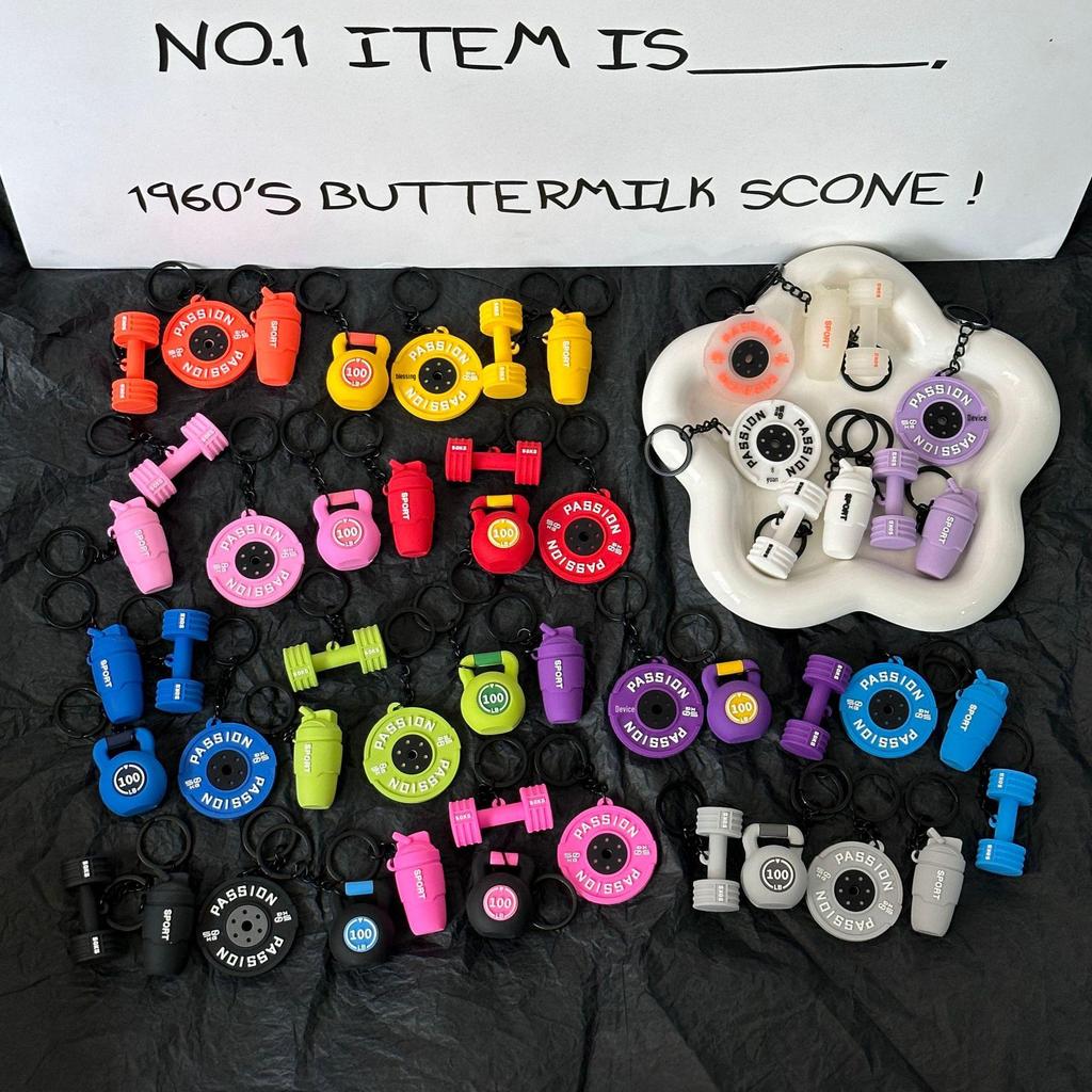 Miu Series Dumbbell Plate Keychain: Trendy Fitness Accessory & Sports Jewelry Gift