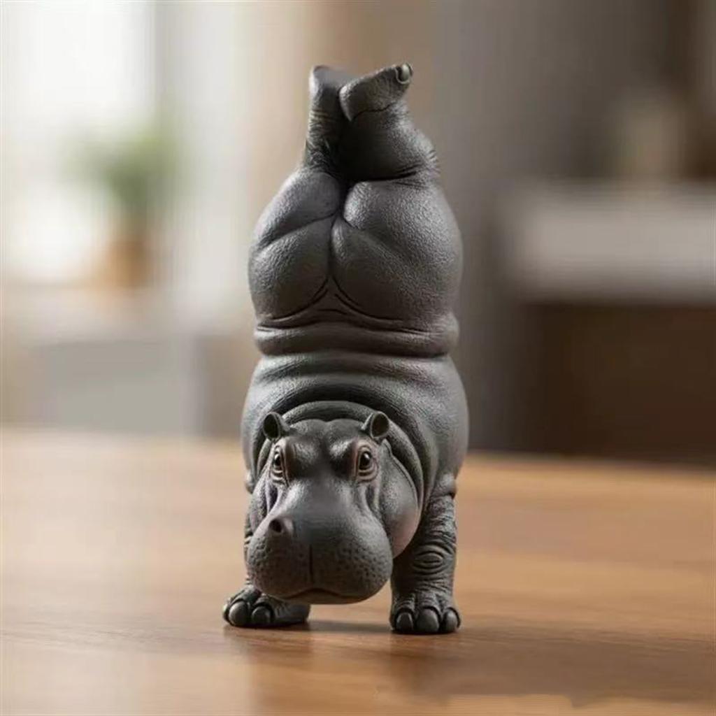 Yoga Hippo Statue Resin Garden Ornament Decor Meditation Sculpture Garden Gift Decor Hippo Ornament Gift
