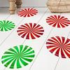 6Pcs/Set Christmas Candy Stickers Round Candy Floor Decals Adhesive Festive Candy Stickers for Walls Windows Doors Holiday Decoration