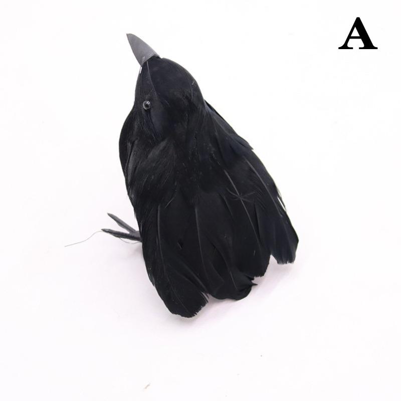 1-5PCS Halloween Simulation Black Feather Crow Model Realistic Raven Ornament Spooky Haunted House Party Decoration Props