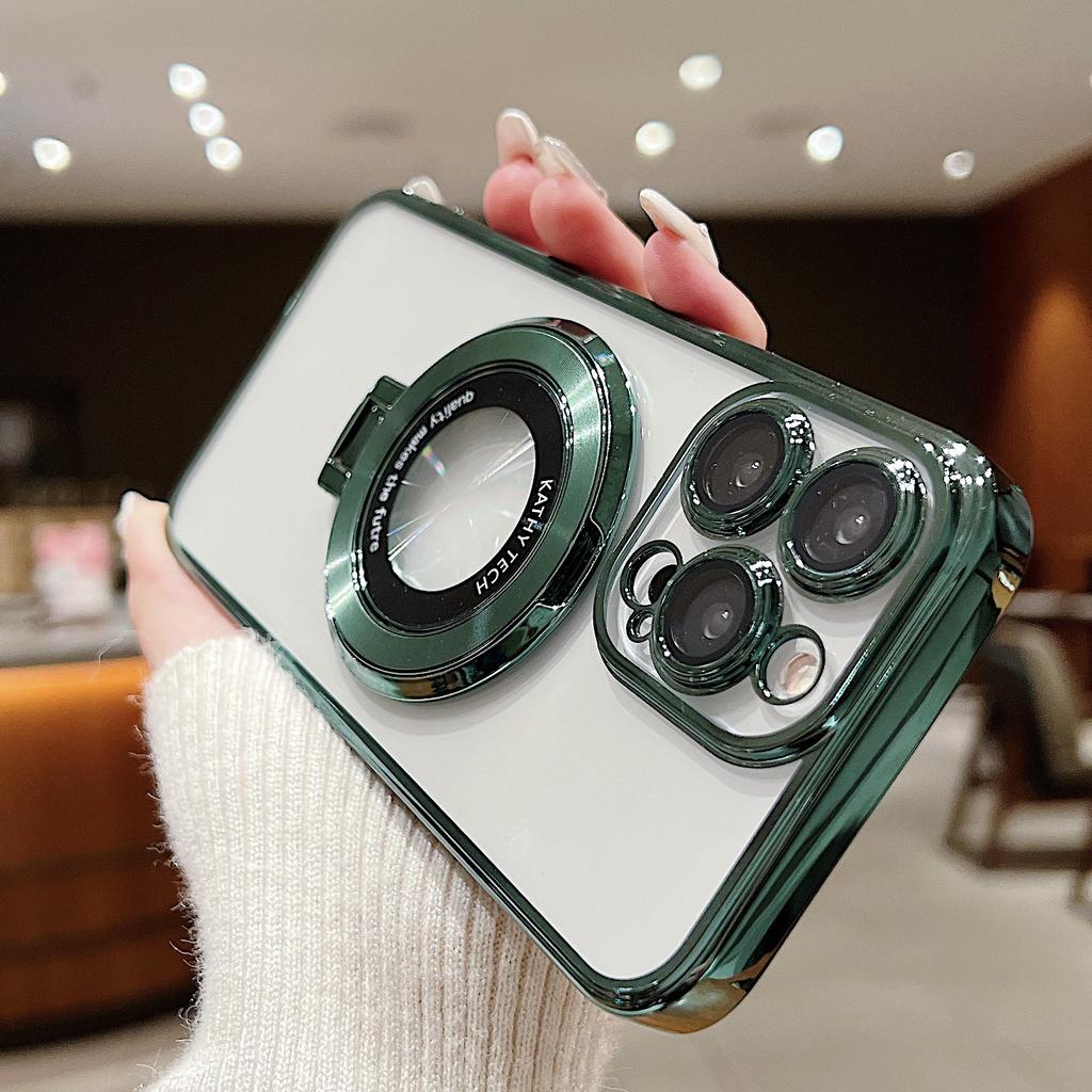 Electroplated Magnetic Stand Phone Cases Suitable for iPhone 15 Pro Max 14 Shockproof 14, Lens Protector 13 Shockproof 12 Electroplated 11