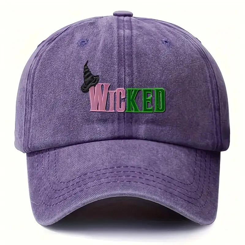 Women'S Retro Wicked Musical-Inspired Baseball Cap - Adjustable Snapback With Wicked Lettering & Elphaba-Inspired Graphic