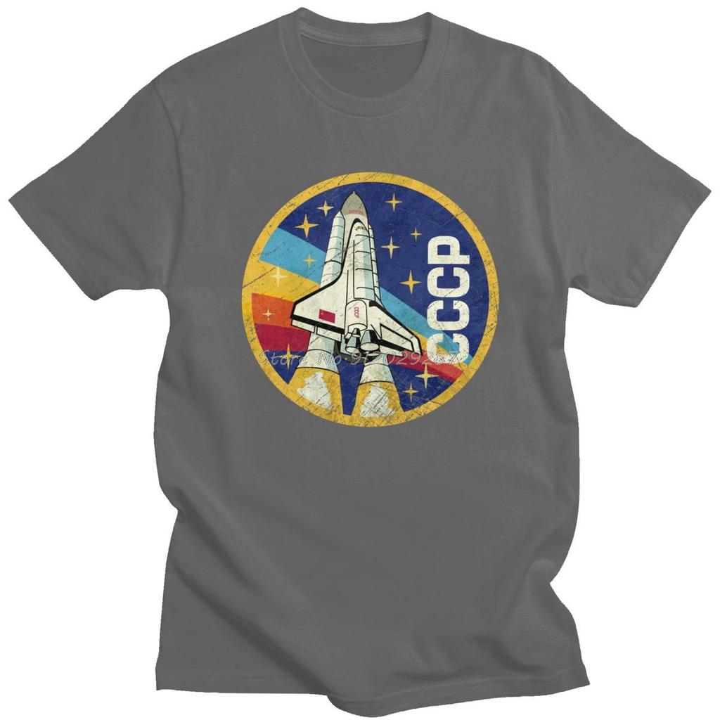 Vintage CCCP T Shirt Men Space Rocket Tshirt USSR Soviet Union Tshirt Oversized Streetwear Cotton Tee Tops Gift Mens Clothing