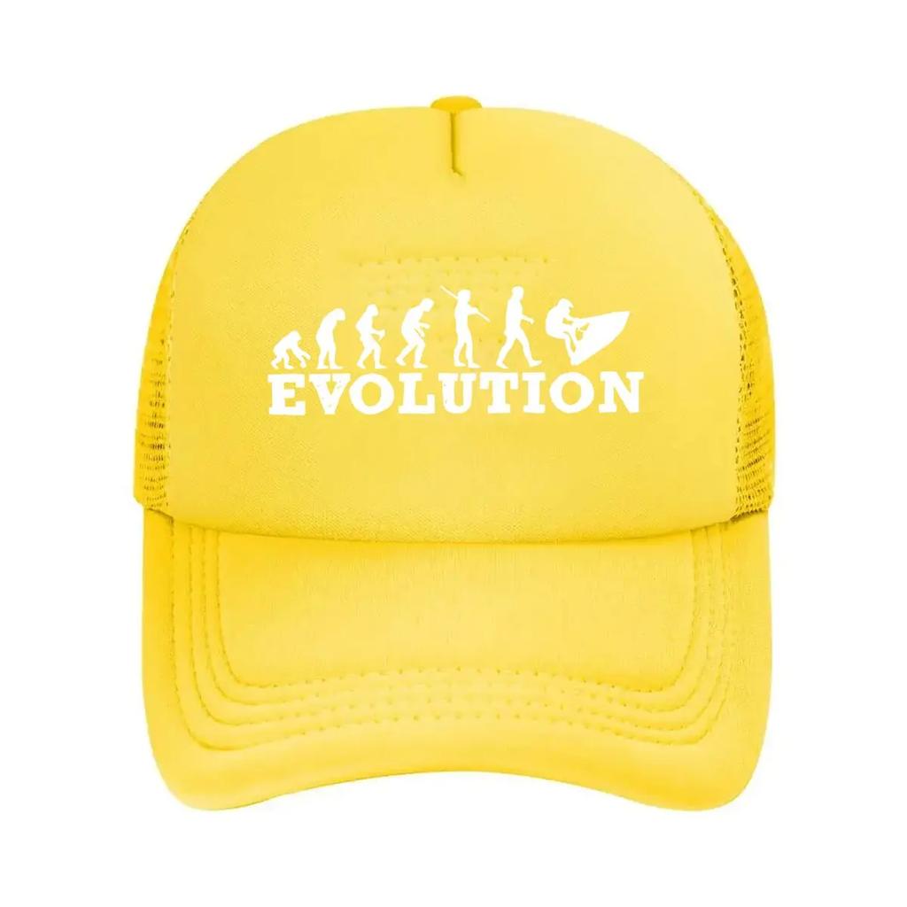 Evolution Stages Humorous Graphic HuUnisex Progress To Surfing for Fun Lifestyle Vibes Mesh Baseball Cap