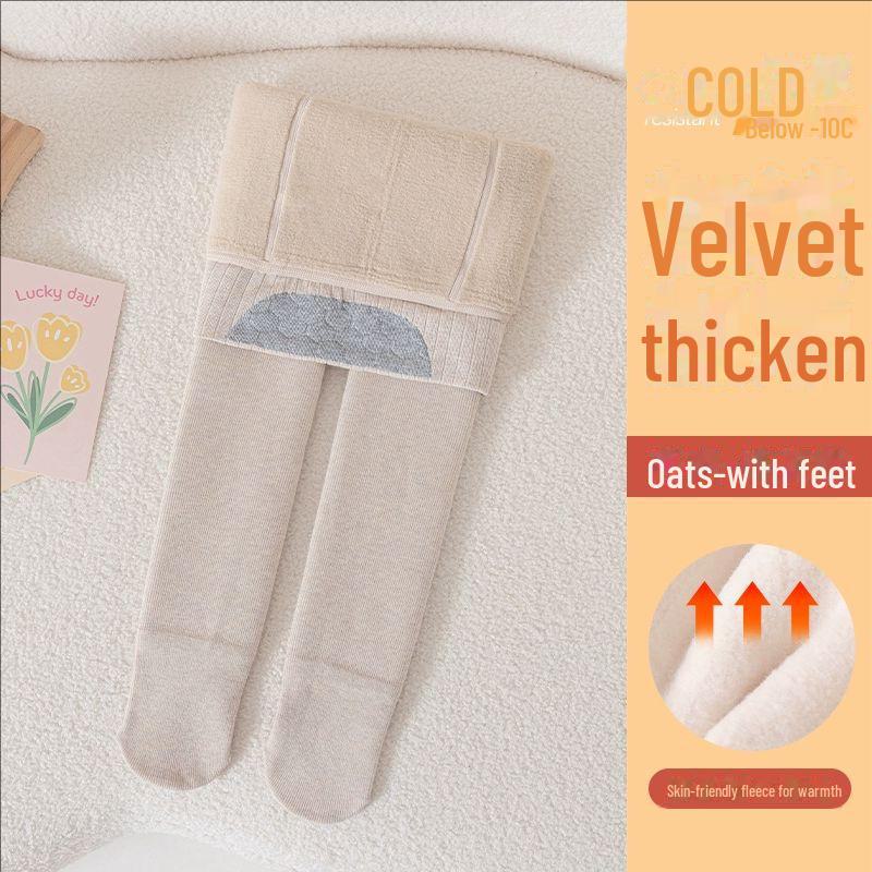 Mädchen Samt Verdickte Winter Leggings mit weißen Baumwoll-Vertikalstreifen