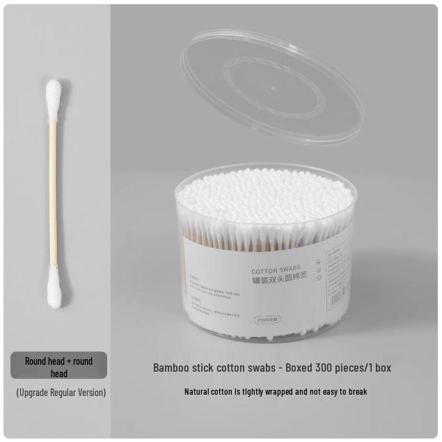 Коробка из 300 одноразовых двусторонних ватных палочек для чистки ушей и макияжа