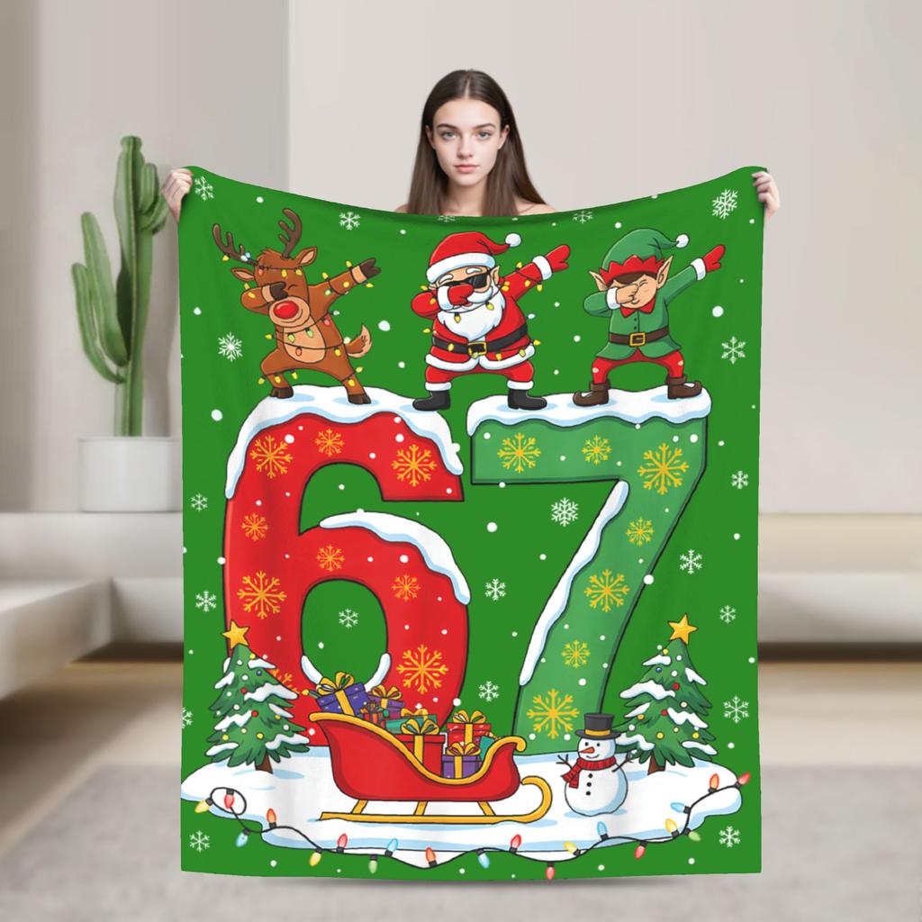 Super Soft Blanket Decorative Funny 67 Six Seven Meme Ice Cream Throw Blanket  Flannel Bedspread For Couch Chair Sofa Bed Cover