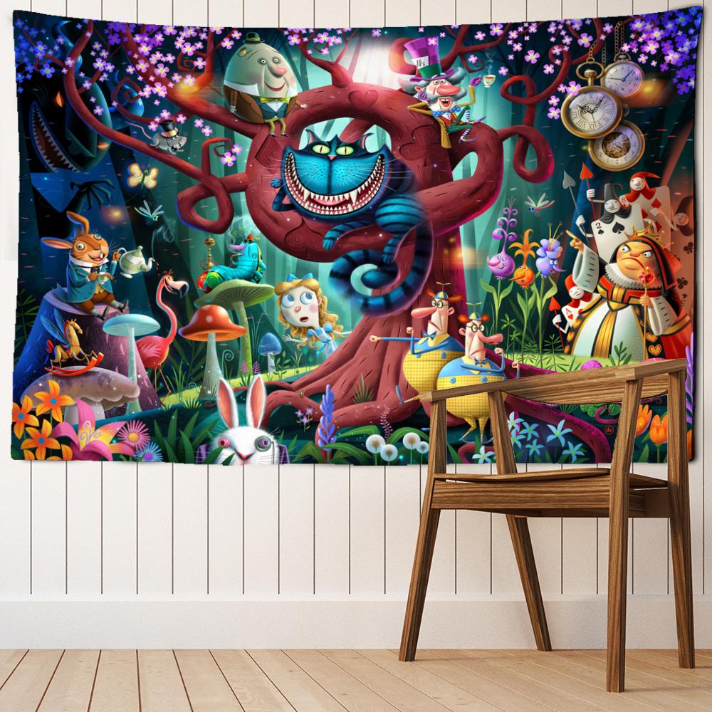 Cartoon Animal Forest Tapestry Wall Hanging Bohemian Kawaii Hippie Minimalist Aesthetic Room Home Decor
