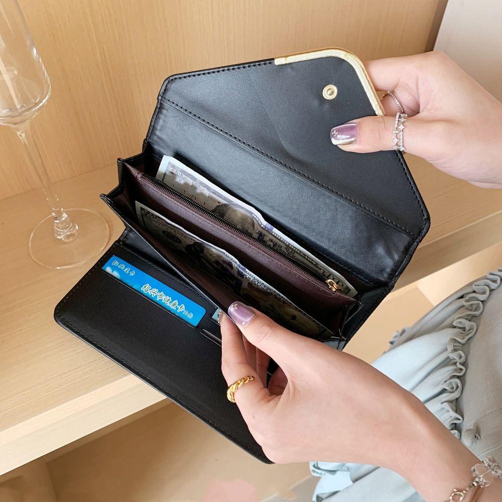 Portable Women Long Wallet Multiple Card Card Pouch Multiple Cards Purse Classic Korean Style PU Handheld Bag Shopping