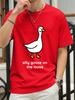 T-shirts Imprimés Oie Sillu en Liberté pour Femmes Été Coton Manches Courtes T-shirt Col Rond Hauts Oversize Doux Vêtements de Base pour Femme