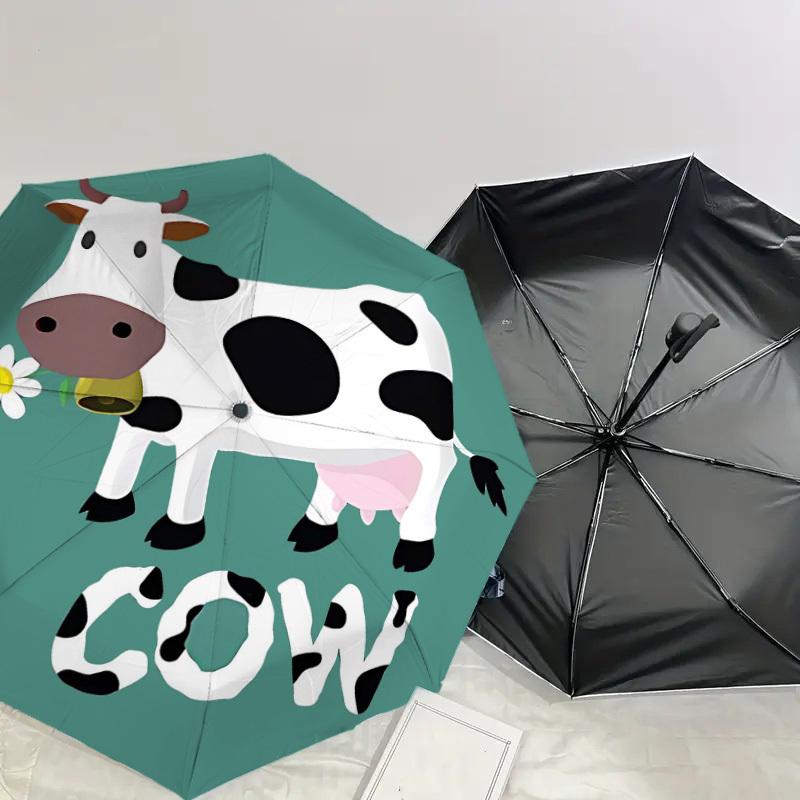 1PC cow flowerUmbrella-8-Rib Reinforced, Automatic Open, Lightweight & Durable, Cute Fashion Accessory for Outdoor-P187
