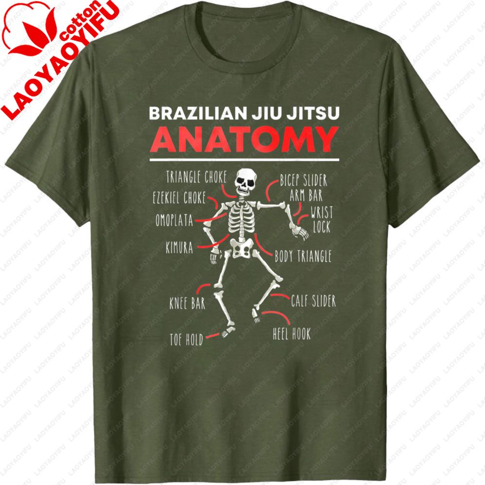 Brazilian Jiu Jitsu Anatomy Men TShirt Skeleton BJJ Techniques Funny Jiu Jitsu Gift Summer Short Sleeve Cotton Casual Tops