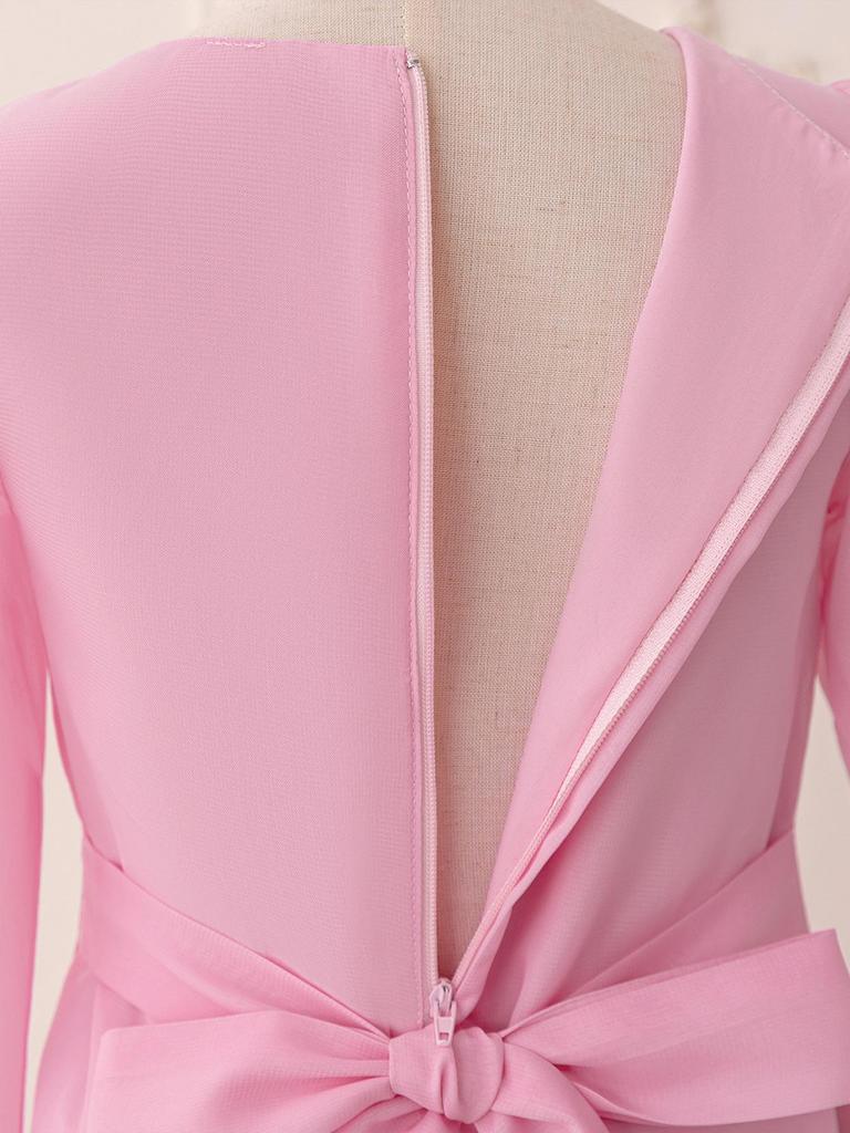 Elegant Chiffon Long Sleeve Arab-Inspired Dress for Holidays