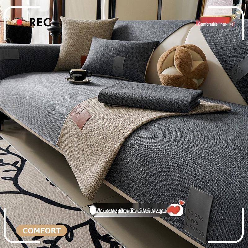 

2025 High-End Imitation Linen Non-Slip Sofa Cushion Cover for All Seasons 70x70cm кавовий