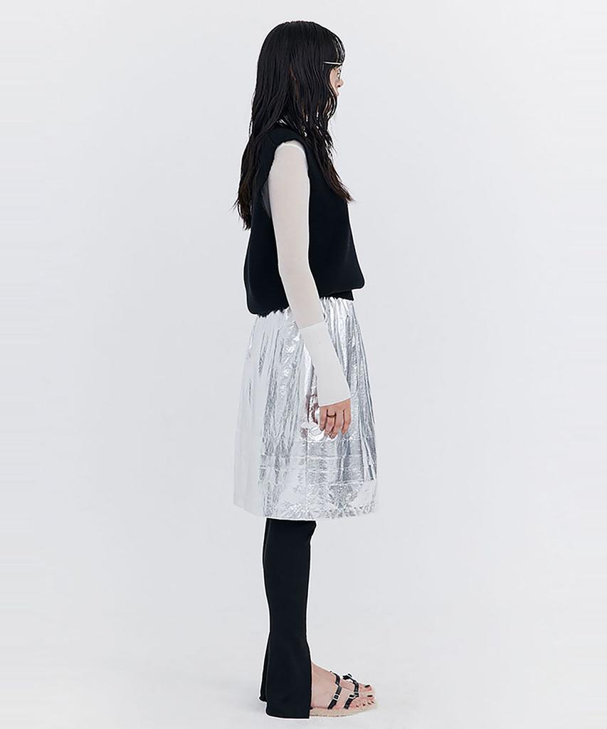 Bundercammer Raw-Cut Tuck Skirt_Silver