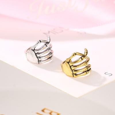 Damen Ohrklemme, Skelettkralle Hand Snap-On Nicht durchbohrte Ohrklemme, Punk Dark Style Elastische Schnalle Ohrring für tägliches Party-Outfit