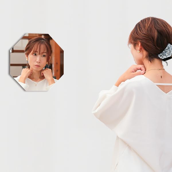 Mirror Wall Hanging Entrance Octagon Octagon Made in Japan Feng Shui Good Luck 35 x 35cm Rental Stickable Design Kagami Shape [Apartment Mirror]