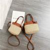 Stylish Woven Crossbody Bag for Women Casual Deep Brown PU Beach Bucket Bag with Polyester Lining and Zip Closure Grass Weaving Handbag