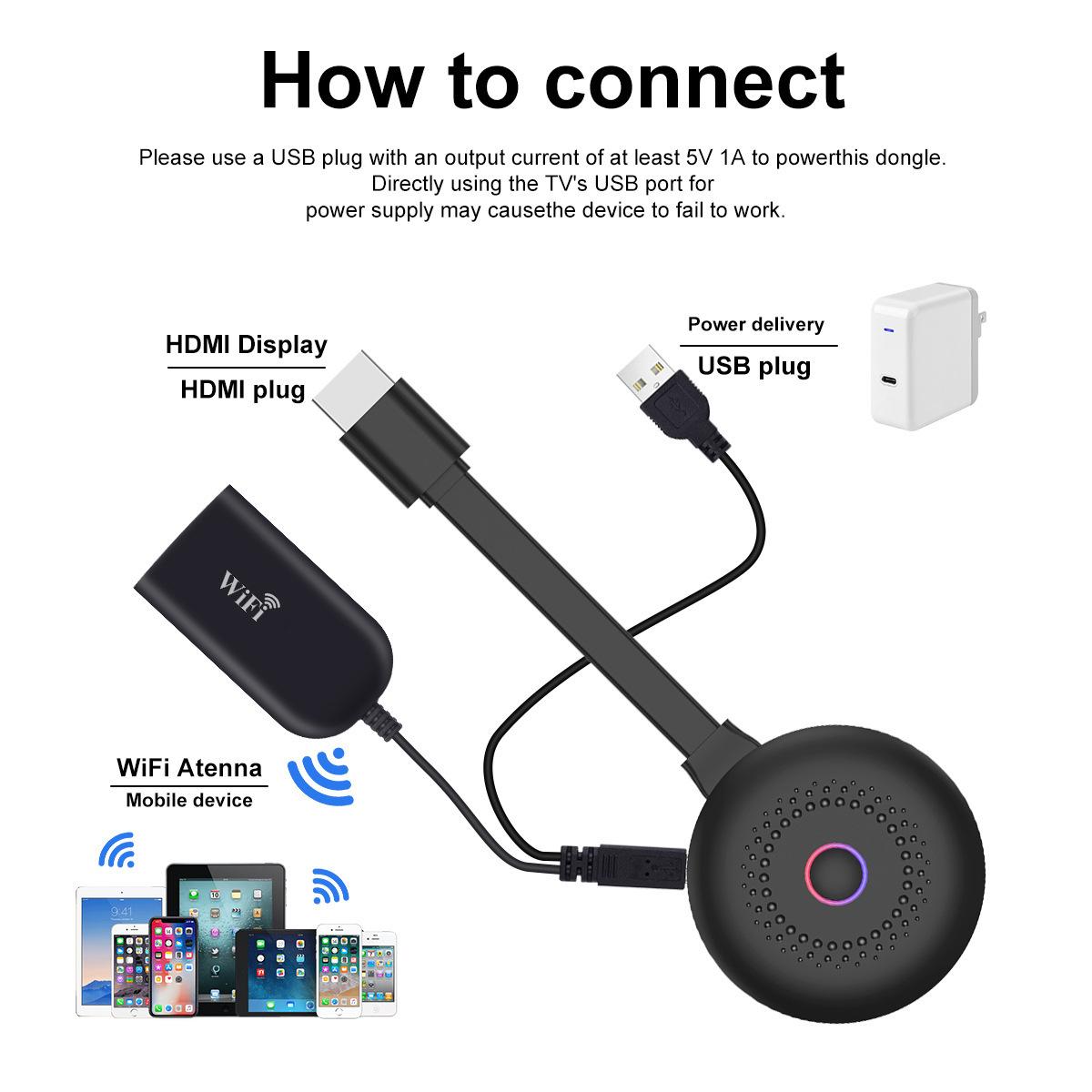 

5G бездротовий скринінг пострілу мобільний телефон той самий екран пристрою 4K HD Android підключення ТВ дисплей автомобіль загальний HDMI