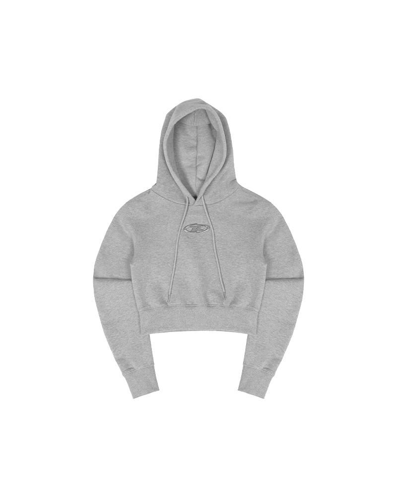 Born To Win Big Chrome B Logo Crop Hoodie [Melange Grey] Melange Grey/1