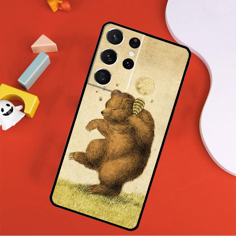 Cute Cartoon Bear Phone Case For Samsung Galaxy S25 Ultra S9 S10 S20 S21 FE S22 S23 S24 Plus S24 Ultra Cover