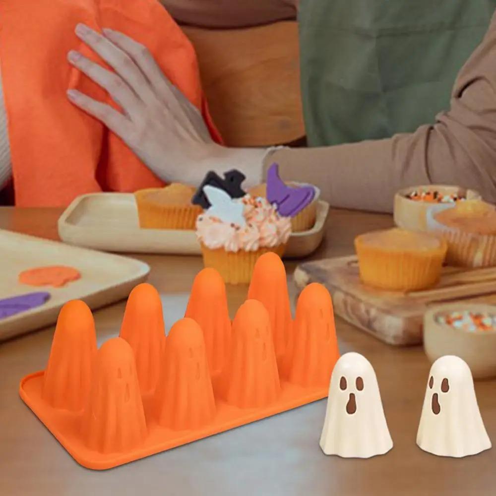 Reusable Ghost Jello Mold Orange Ghost Baking Mold Silicone Chocolate Mold  for Gummy Candy