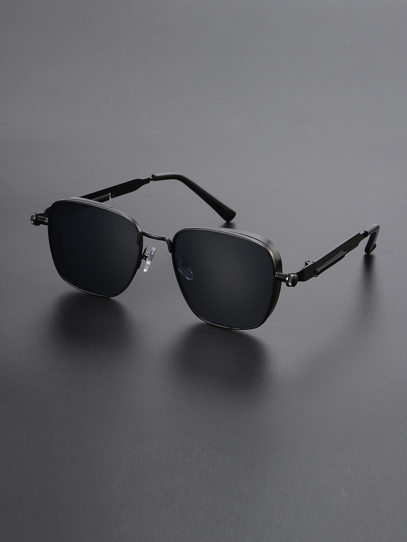 

1pc Vintage Steampunk Square Metal Frame Sunglasses with Full-Rim Decorative Eyewear for Women Men Business Driving Glasses