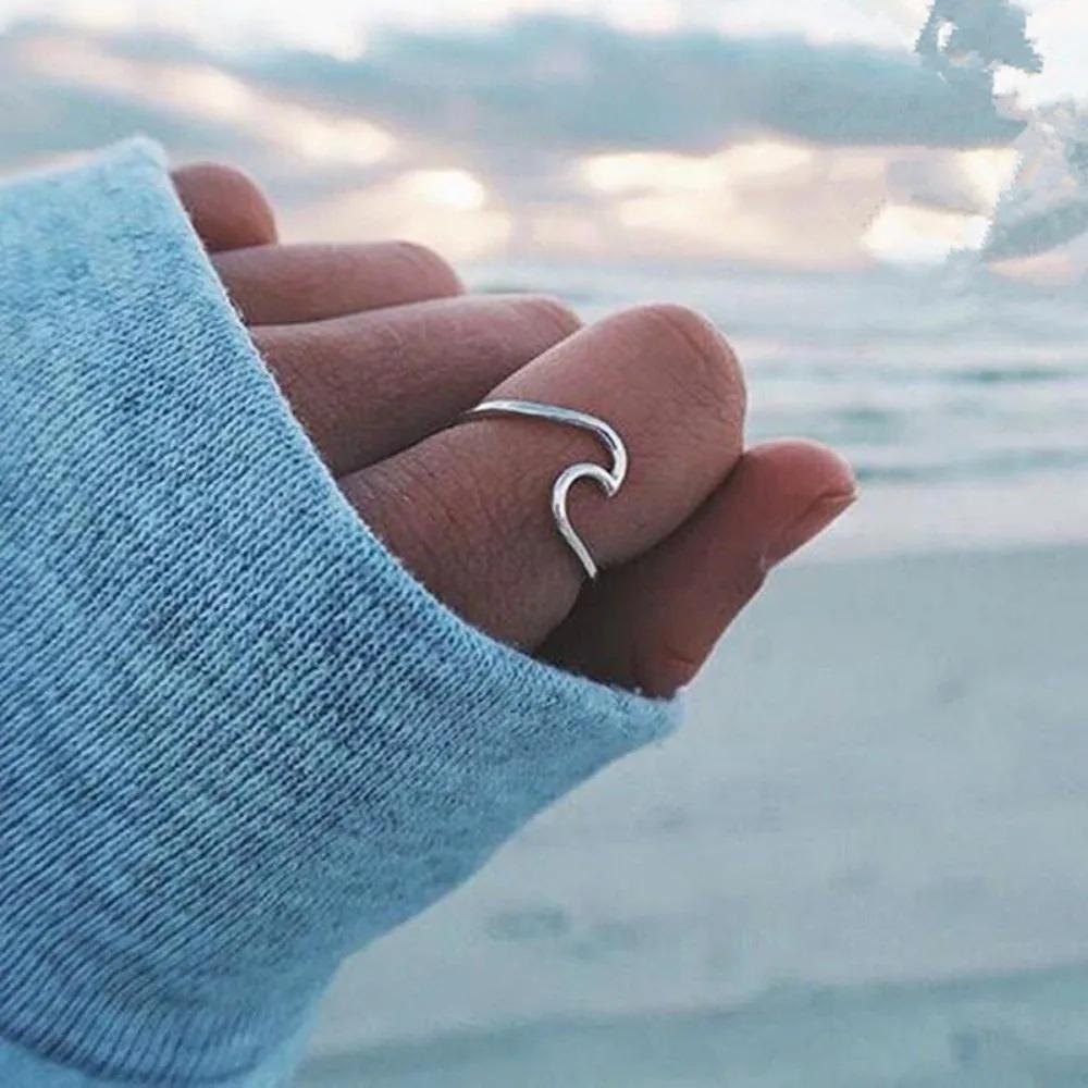 Stainless Steel Ocean Sea Wave Vacation Holiday Promise Statement Ring