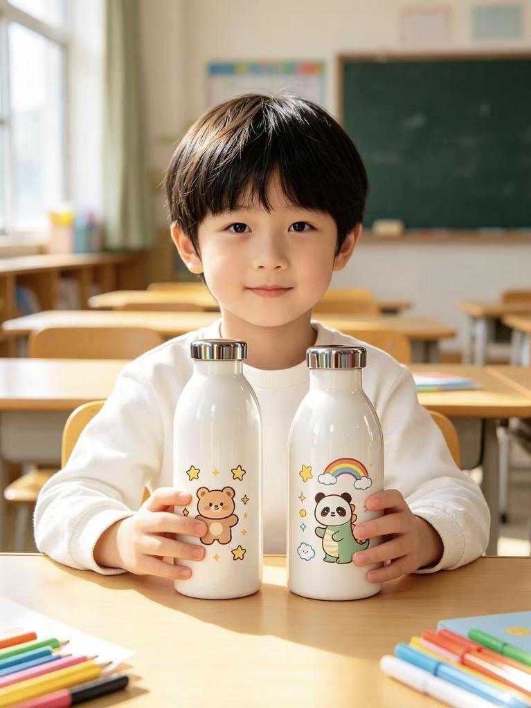 Portable 304 Stainless Steel Double-Layer Vacuum Thermos - Milk Cup, Small Mouth, Durable Design.