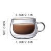 Double Wall Glass Coffee Mugs with Handle, 4.5oz Clear Insulated Glass Espresso Cups for Hot and Cold
