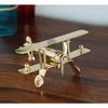 Brass Aeroplane Showpiece, Table Top Miniature Decorative Showpiece for Home Decor & Office Table,  Long, Gold