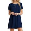 YYFS Women's Fashion Summer Spring Solid Color Print Short Sleeve O-Neck Loose Waistlinet Casual Dresses