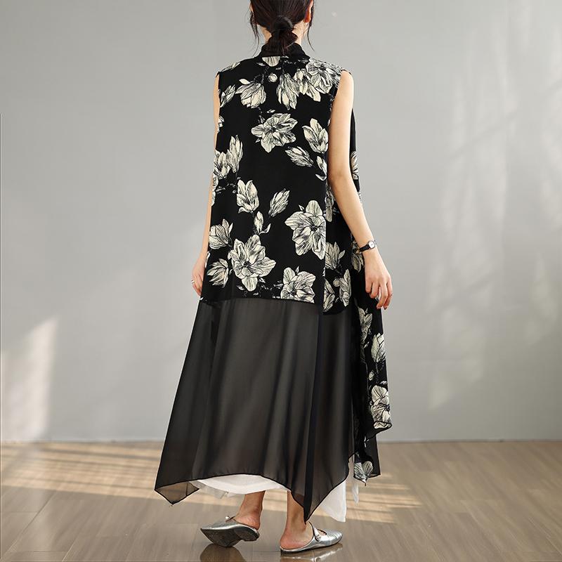 DIMANAF 2025 New Summer Plus Size Women Sleeveless Long Vest Basic Fashion Coat Chiffon Tops Tees Casual Loose