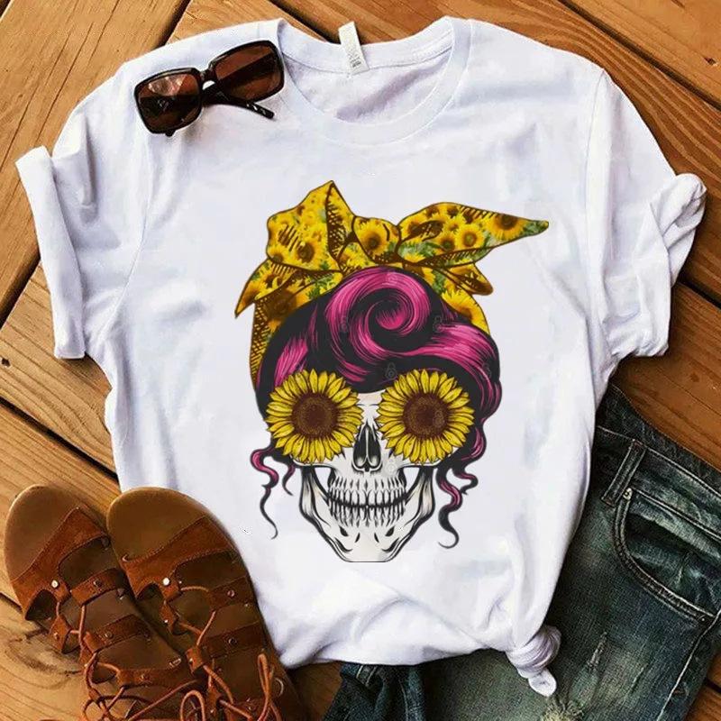Halloween Vintage Horror Schädel Grafik Damen T-Shirt Sommer T-Shirts Herren Locker O-Ausschnitt Kurzarm Blusen Frau Y2K Top Kleidung