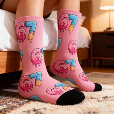 Yousheng Funny 67 Crew Socks 6 7 Creams Drips Casual Socks Six Seven Meme Socks for Men Women Boys Girls Christmas Gifts