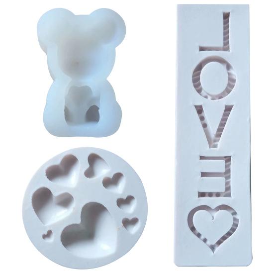 Chocolate Mold Safe No Residue Non-stick Silicone Bear Heart LOVE Pattern Baking Mould for Valentine's Day