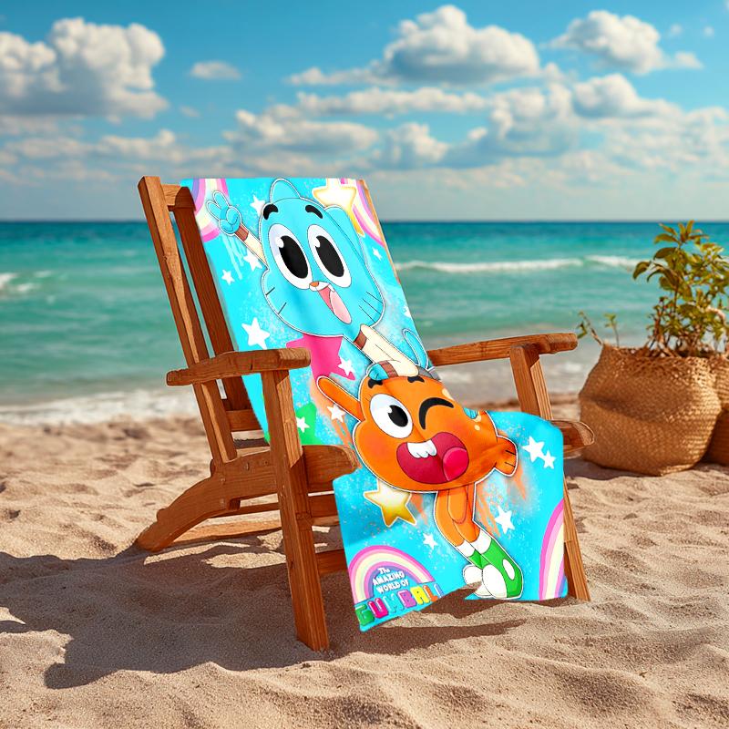 1Pc Gumball Darwin Adventure Beach Towel, Quick Dry, Multi-Use for Beach Pool Gym Yoga Home Travel, Christmas, Halloween, Xmas Gift M929349