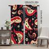 2pcs Vintage Paisley Pattern Curtains   Rod Pocket Mount   Polyester Material   Red & Golden Floral Design on Black Background   Sem