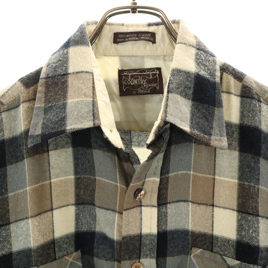 COUNTRY Squire byBlock 80er Jahre Vintage Karos Langarmhemd Grau Herren Gebraucht