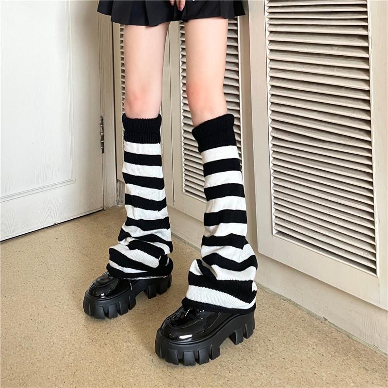 Knit Skull Lace-Up Wide Flare Leg Warmers for Women