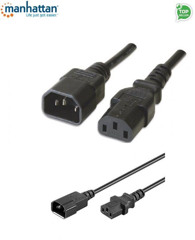 Manhattan C14 To C13 /F Power Cable Extension Cable 1m Black