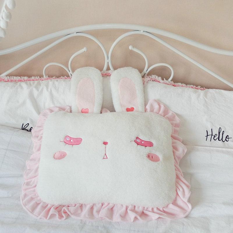 Soft Lolita Bunny Long Throw Pillow Stuffed Cartoon Cute Winkle Eyes Rabbits Speeping Leg Pillow Nap Pillow For Girl Birthday