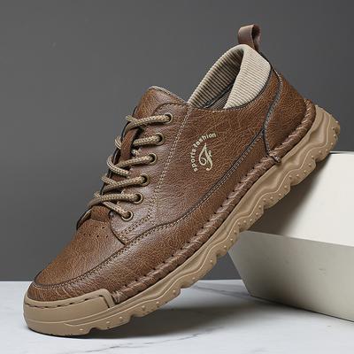 Fashionable Men's Breathable Casual Leather Shoes 2025 New Outdoor Versatile Lace Up Comfortable Sports Casual Leather Shoes
