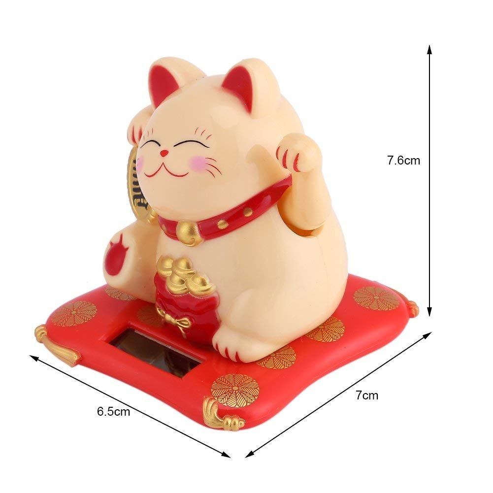 Waving Lucky Cat Solar Battery Movable Solar Battery Energy Saving Automatic Moving Ornament Small Interior Stylish Cute Prayer Prosperous Business