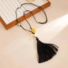 SHIXIN Boho Colorful Resin Bead Tassel Pendant Necklace Woman Retro Adjustable Long Leather Wax Chain Irregular Jewelry Accessor