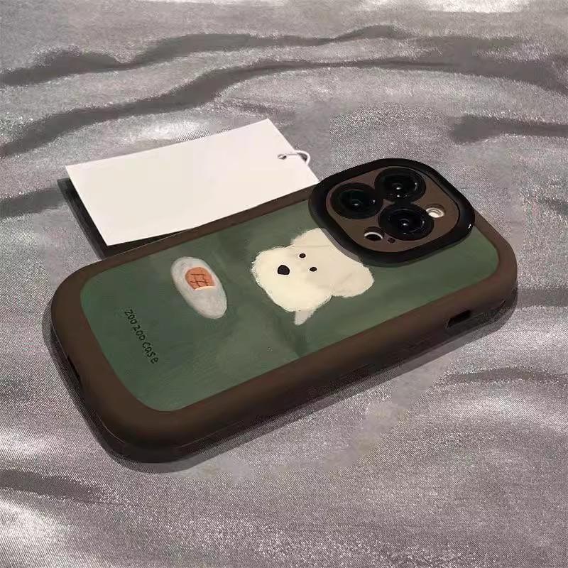 Oil Painting High-value Puppy Suitable for Apple 16 Mobile Phone Case IPhone 15 Promax Cute VIVOS19 Creative
