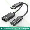 2 In 1 PD 60W USB C OTG Charging Adapter Cable Type C To USB 2.0 Data Converter for iPad Pro Samsung Huawei Xiaomi Laptop Tablet 3